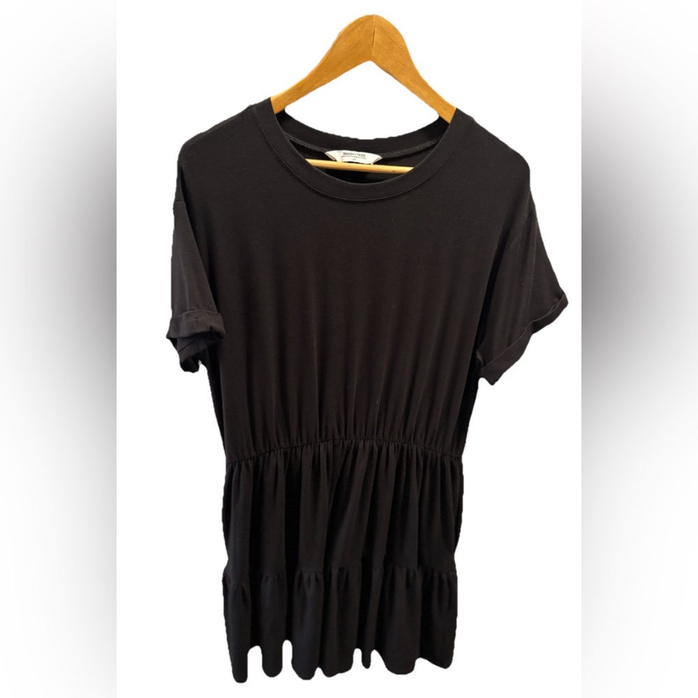 Smash + Tess Mini Dress Midnight Black Tiered Empire Waist L Pockets Minimalist - Picture 3 of 10